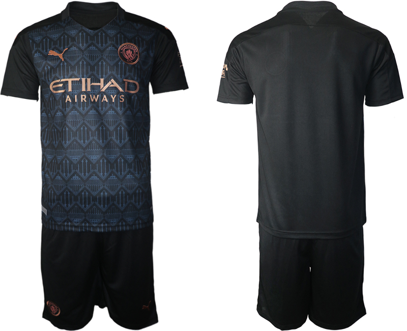 Men 2020-2021 club Manchester City away blank black Soccer Jerseys->->Soccer Club Jersey